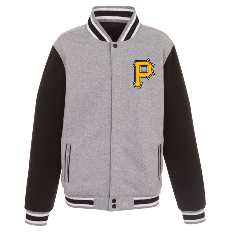 Pittsburgh Pirates JH Design Two Tone Reversible Fleece Jacket - Gray/Black