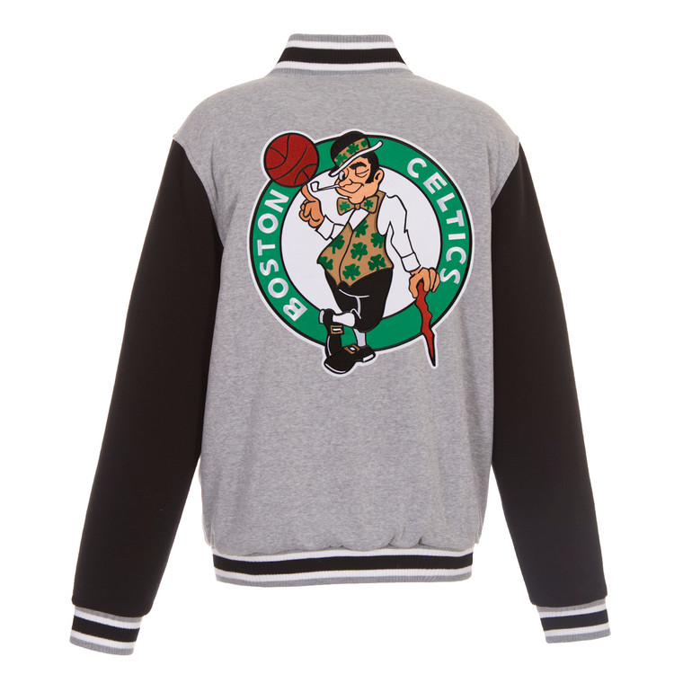 Boston Celtics JH Design  Two-Tone Reversible Fleece Jacket - Gray/Black