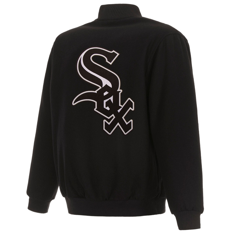 Chicago White Sox JH Design Reversible Wool Jacket Embroidered Logos Black