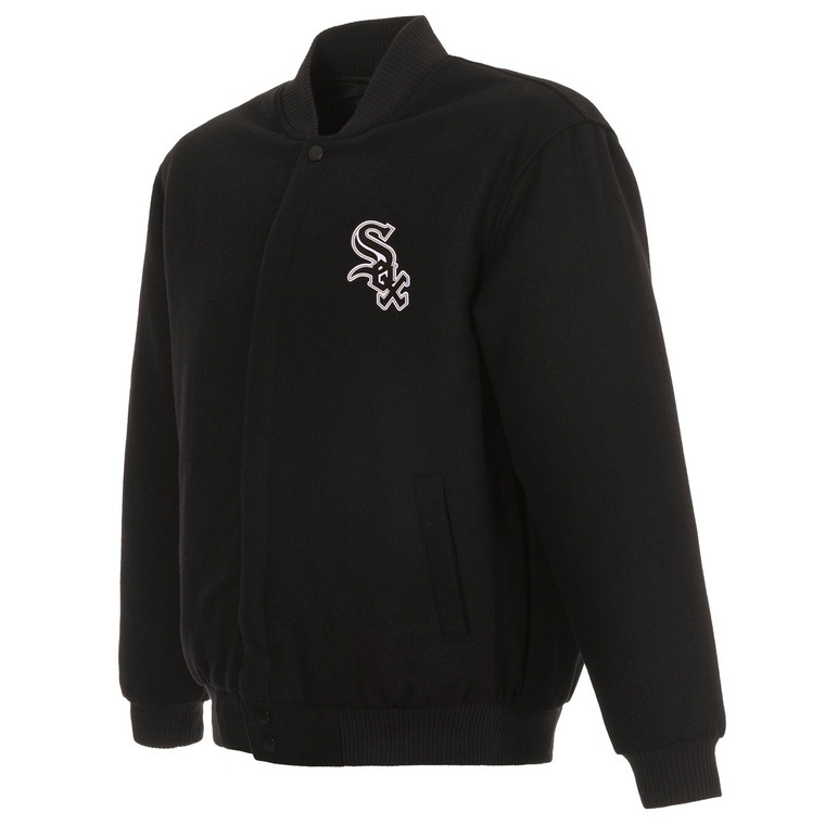 Chicago White Sox JH Design - Reversible Wool Jacket Embroidered Logos Black