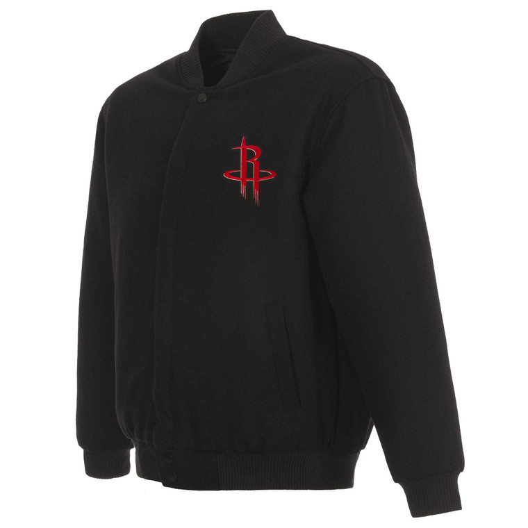 Houston Rockets Reversible Wool Jacket - Embroidered Logos JH Design Black