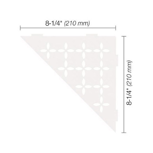 Corner Shelf "Matte White Floral Triangle"