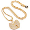 King Ice Wu-Tang W Necklace 14k Gold CZ 2.5mm 26"