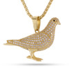 King Ice Staple Pigeon Iced Out Pendant Necklace 14k Gold 3mm 26"