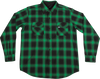 CREATURE DAMNED L/S BUTTON UP MEDIUM GRN/BLK PLAID