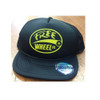 FreeWheel Logo Mesh Trucker Hat Black Yellow Snapback