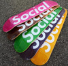 Social Block Logo Skate Deck Assorted Stains White 8.25