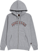 SPITFIRE OLD E EMB ZIP HOODIE SWEATSHIRT SMALL GREY HEATHER RED WHT