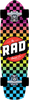RAD RETRO ROLLER SKATEBOARD COMPLETE 7.9x28 CHECKER NEON FADE