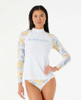 Rip Curl Always Summer Rashguard Lonsleeve UPF50 White Floral Print Large