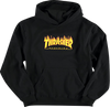 THRASHER FLAMES YTH HD/SWT LARGE  BLACK