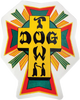 DOGTOWN 80'S CROSS LOGO DECAL 2" RASTA