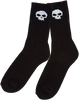 ZERO SKULL CREW SOCKS BLK WHT single pair