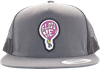 BUBBLE GUM BLOW ME RETRO TRUCKER HAT ADJ GREY BLK