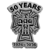 DOGTOWN 50 YEARS PIN 1.5" SILVER/BLACK