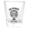 DT 50 YEARS SHOT GLASS 2OZ CLR/BLK
