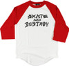 THRASHER SKATE & DESTROY RAGLAN 3/4 SLEEVE LARGE  WHT/RED