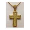 King Ice Dome CZ Cross Necklace 14k Gold 3mm 30"