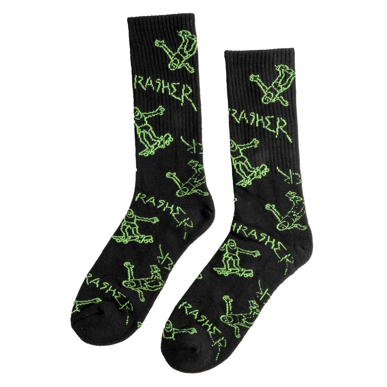 Thrasher Gonz Logo Crew Socks Black Green OS