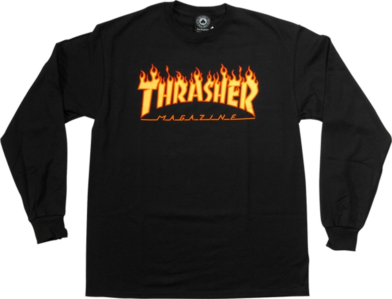 THRASHER Flame L/S XLARGE BLACK/YEL