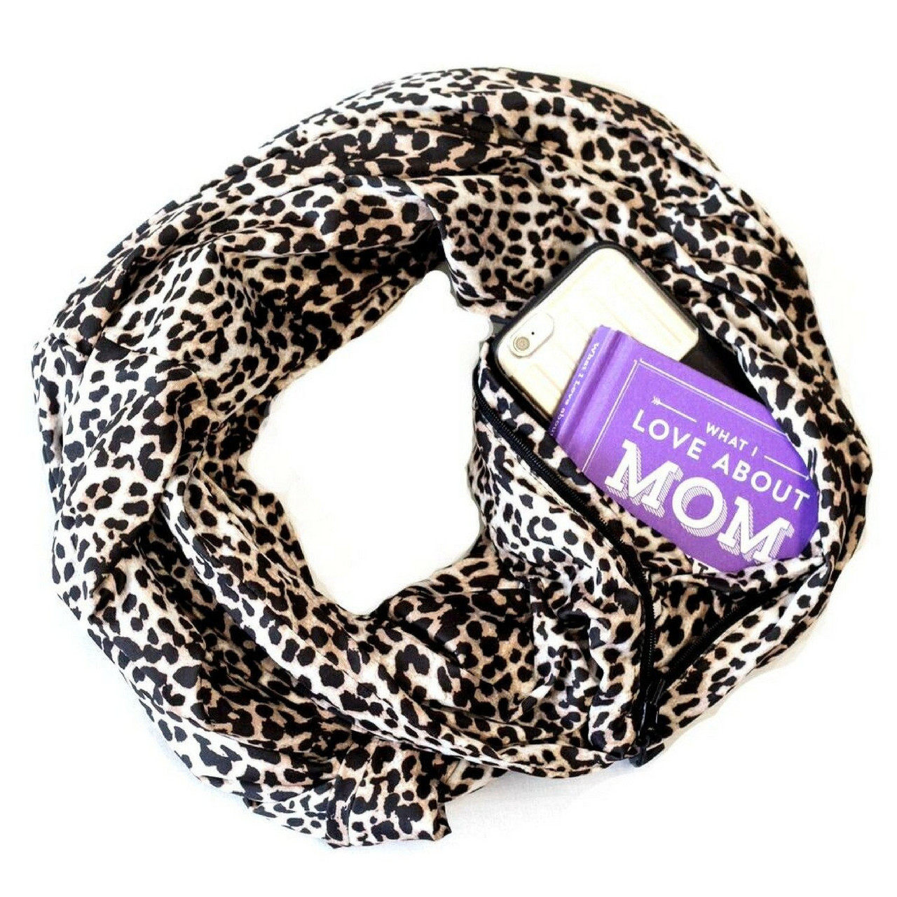 Sholdit Pocketed Scarf Grey Leopard OneSize