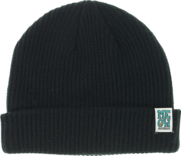 MEOW STACKED LOGO CUFF BEANIE BLACK