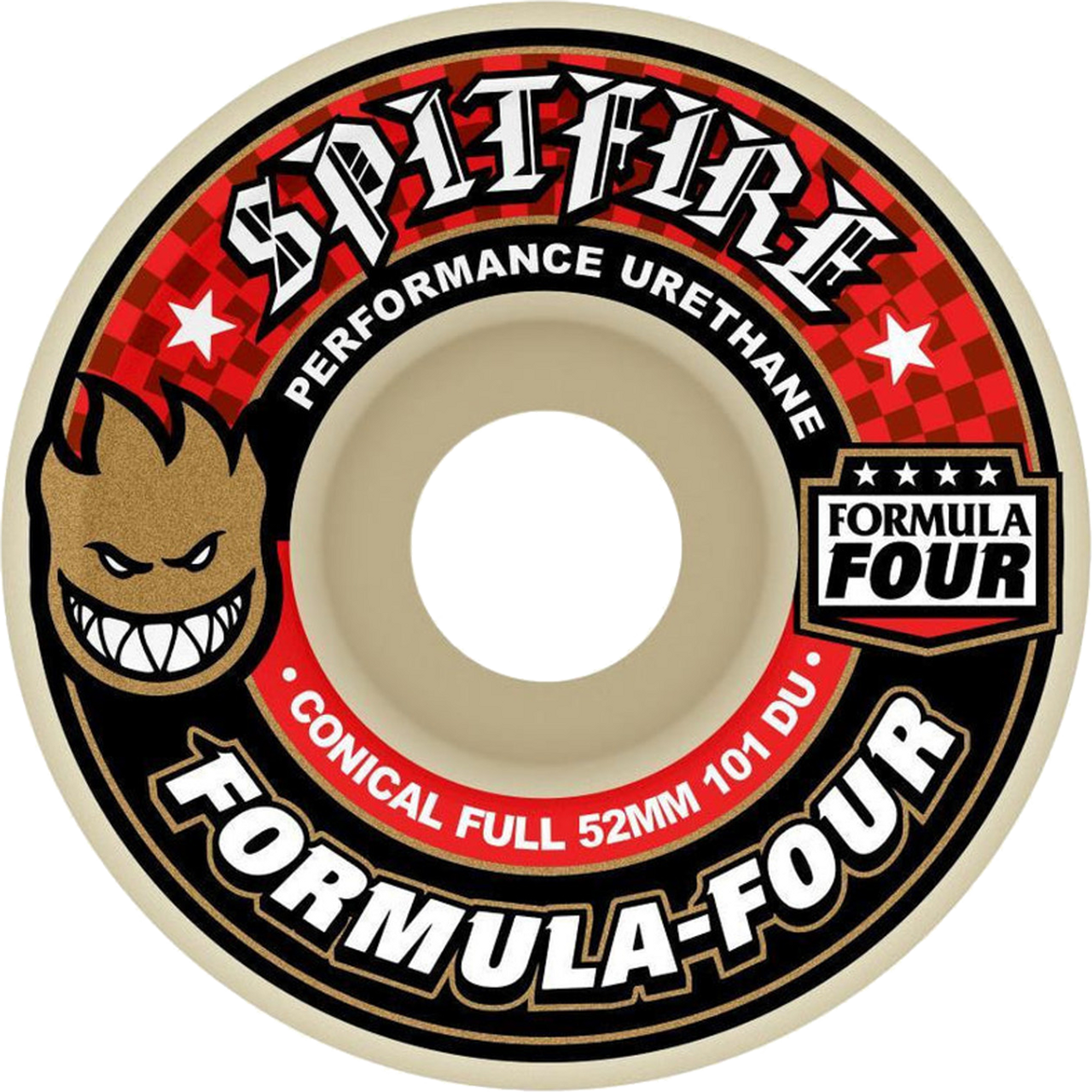 SPITFIRE F4 101a CONICAL FULL 58mm WHT W/RED WHEELS SET