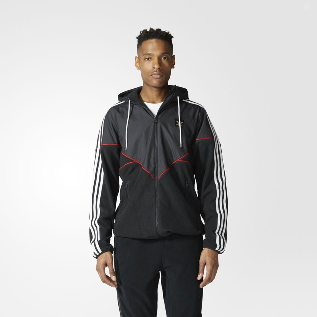 Adidas Premier Windbreaker Fleece Hoody Mens Black