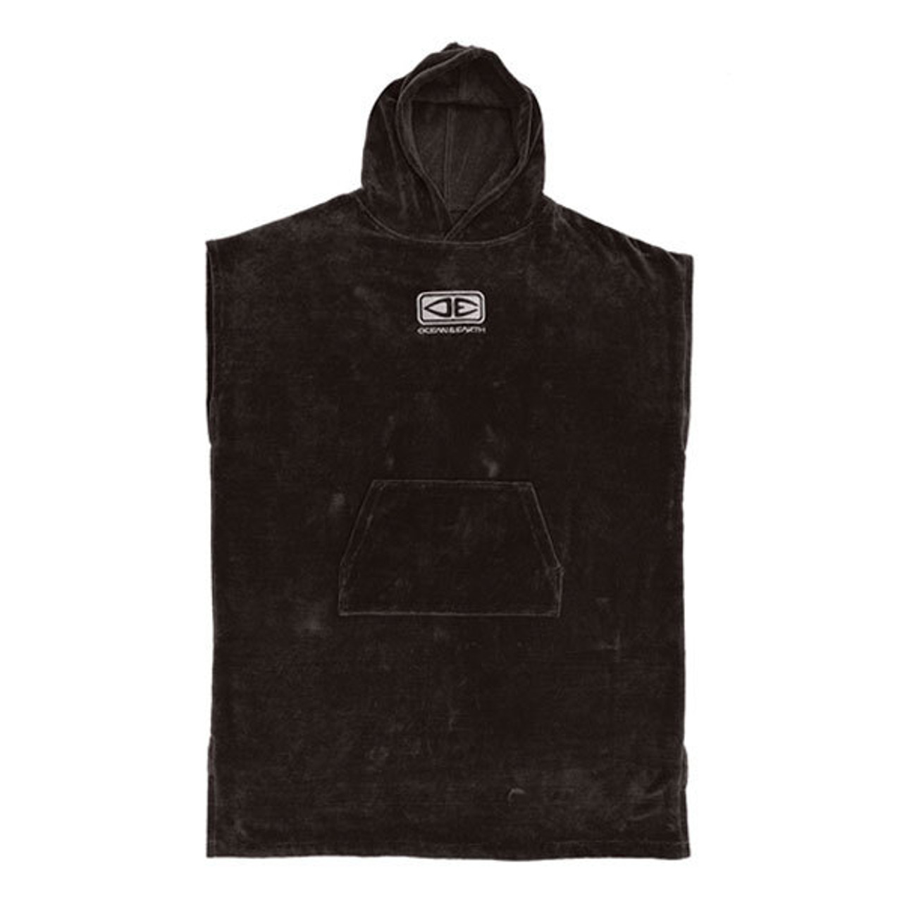 Ocean & Earth Mens Corp Hooded Terry Cloth Poncho Black