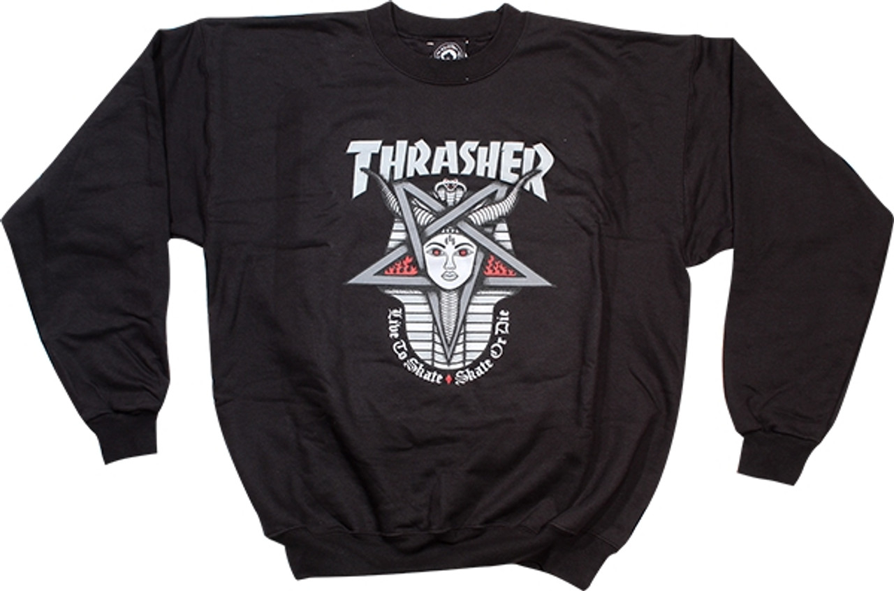 THRASHER GODDESS CREWNECK SWEATSHIRT LARGE  BLACK