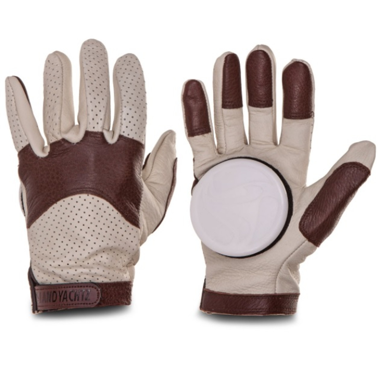 Landyachtz Leather Slide Gloves White Brown XL