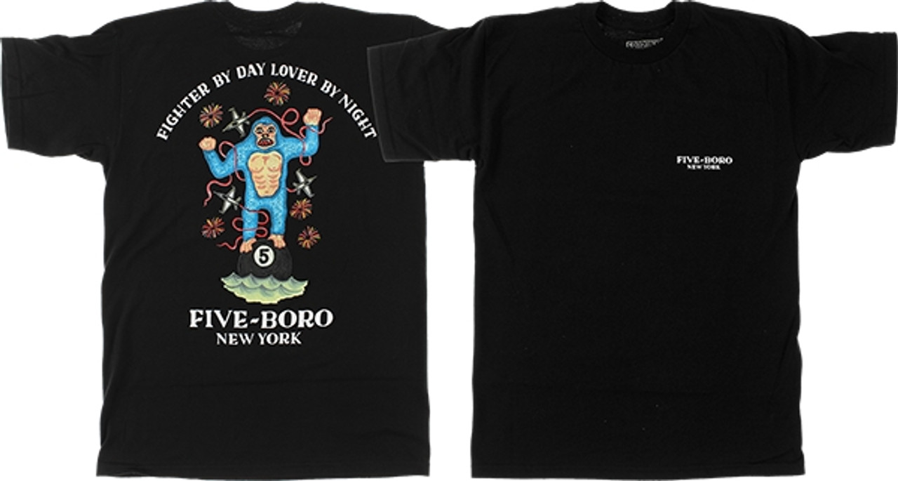 5BORO LOVER FIGHTER SS TSHIRT SMALL BLACK