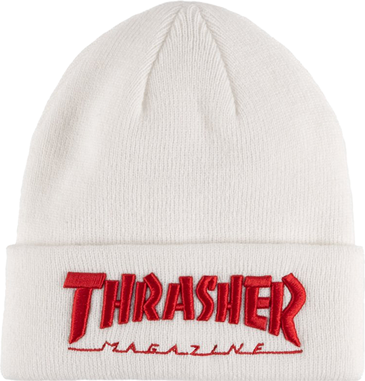 THRASHER EMBROIDERED LOGO BEANIE WHT/RED