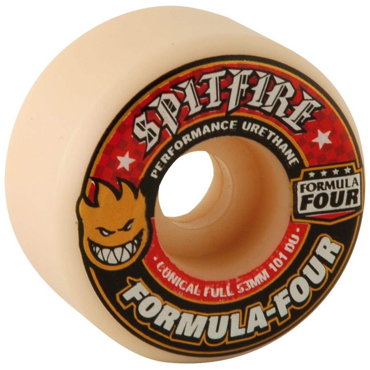 Spitfire F4 Conical Full Wheels Set White Red 53mm/101d