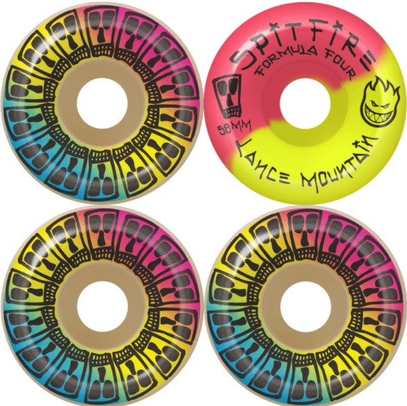 スケートボード Vintage spitfire Lance Mountain & SF WHL Spitfire Lance Mountain Lifer Wheels Set White Yellow 58Mm/99D