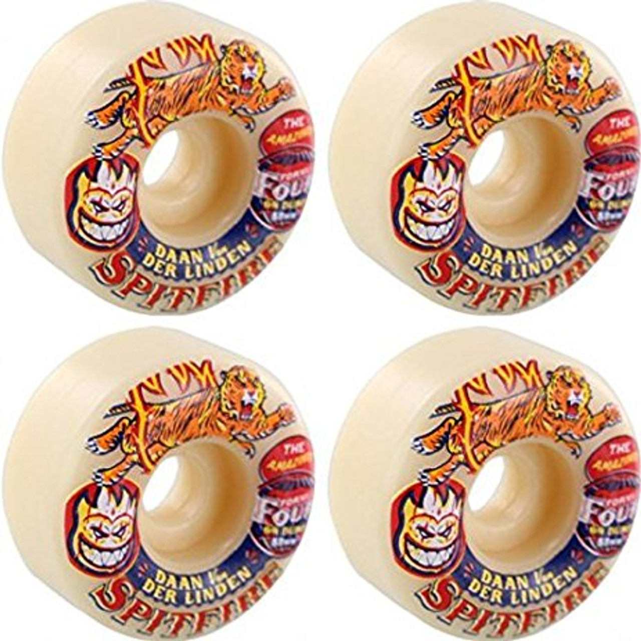 Spitfire Daan F4 SideShow Wheels Set White Red 53mm/99a