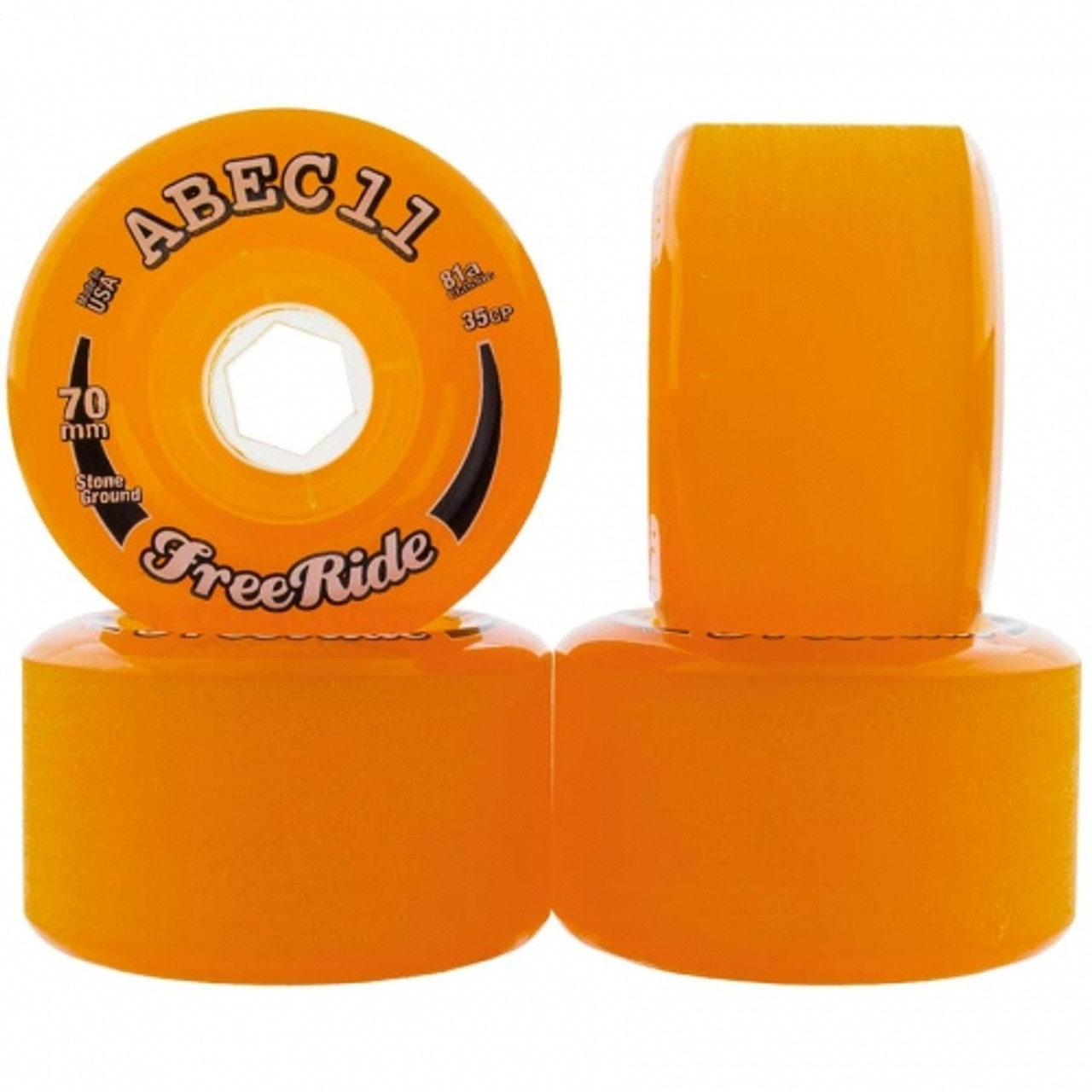 ABEC11 Stone Ground FreeRide Wheels Set Amber 70mm/81a