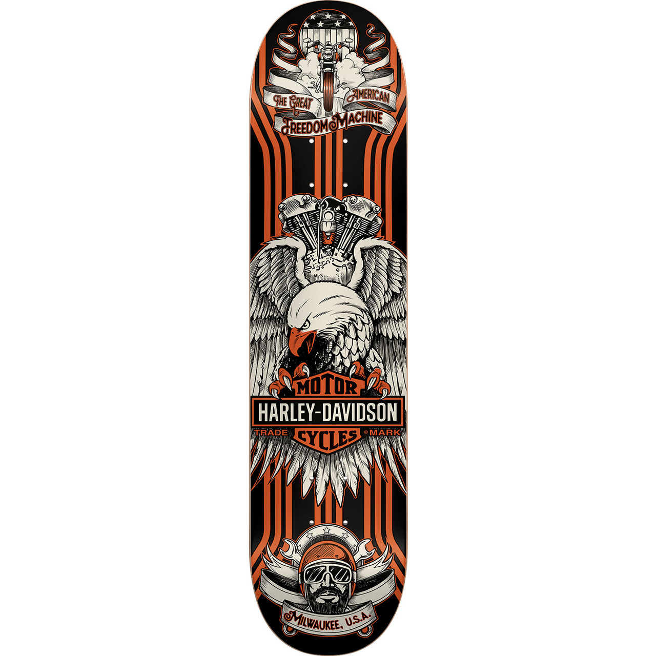 Darkstar Harley Davidson Eagle Skateboard Deck Black Orange 8.125
