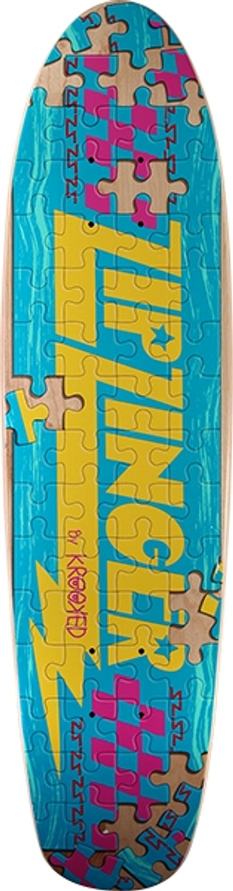 KROOKED ZIP ZINGER BOARD GAME PIECE OUT SKATEBOARD DECK-7.5x30.3