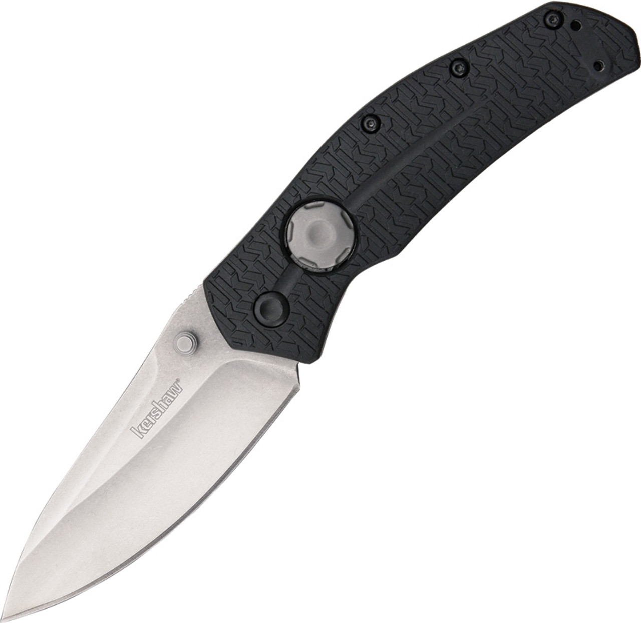 Kershaw Thistle Button Lock Knife Black Silver 3.25" Blade