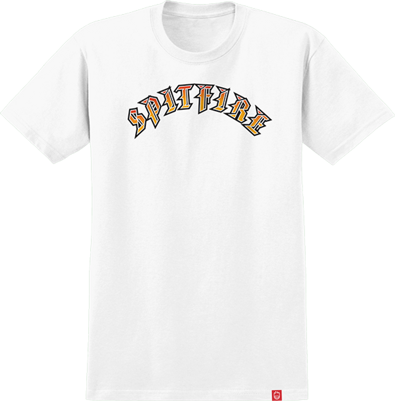 SPITFIRE OLD E FADE FILL SS TSHIRT LARGE  WHT/RED/GOLD FADE