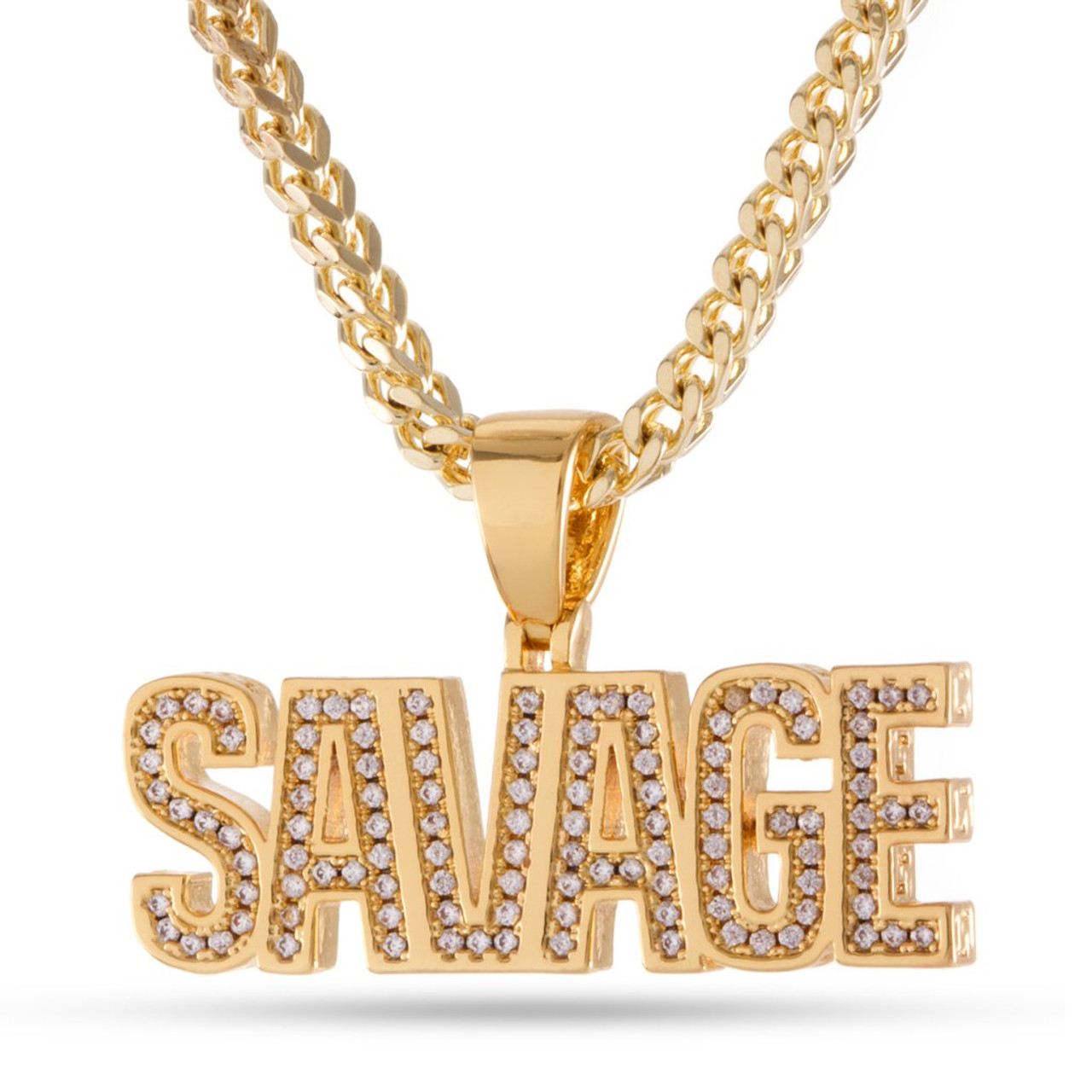 King Ice Savage Logo Necklace 14k Gold 2.5mm 26"