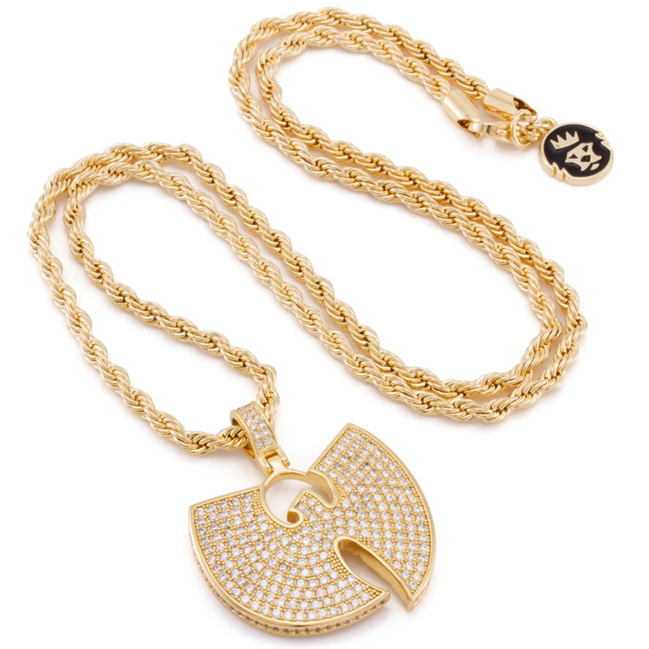 King Ice Wu-Tang W Necklace 14K Gold Cz 2.5Mm 26