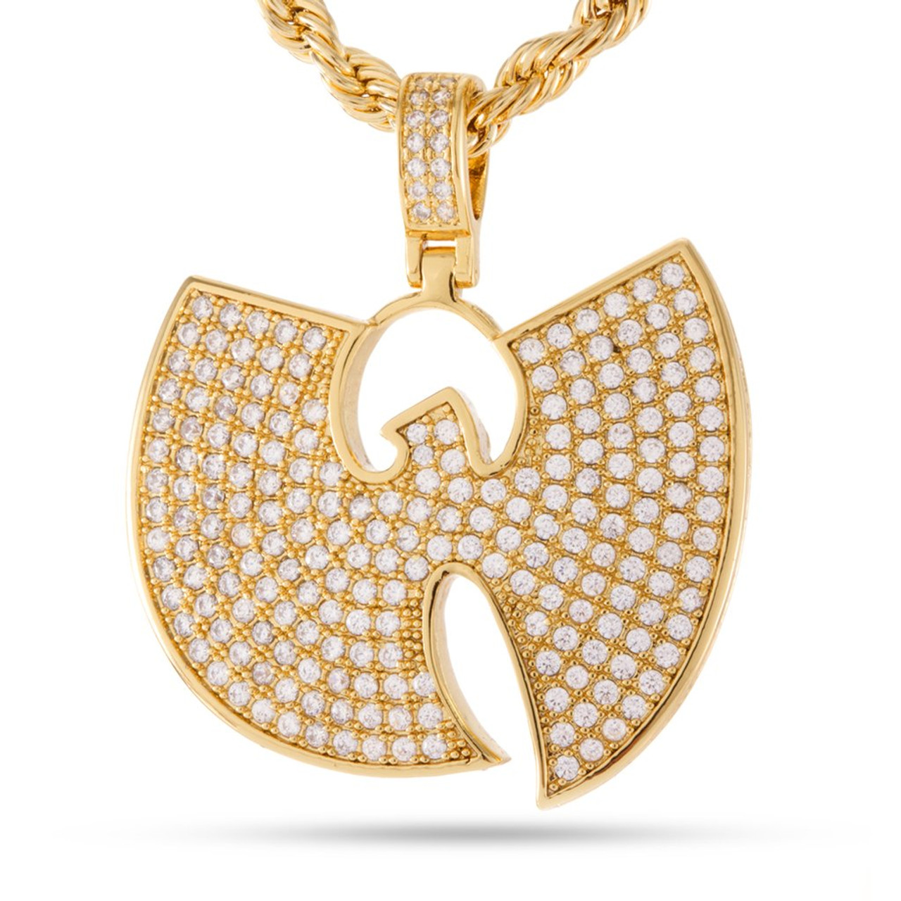 King Ice Wu-Tang W Necklace 14K Gold Cz 2.5Mm 26