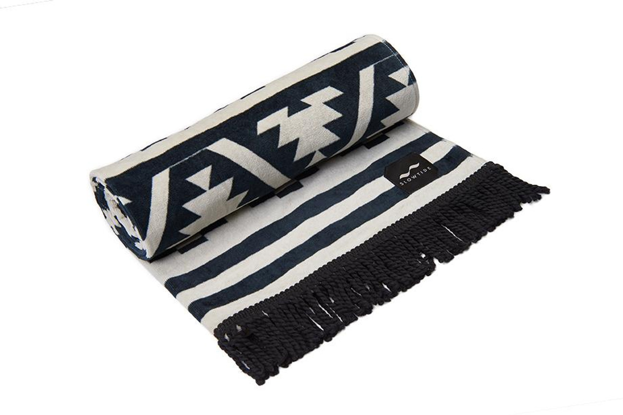 SlowTide Taos Towel Black Cream 60x30