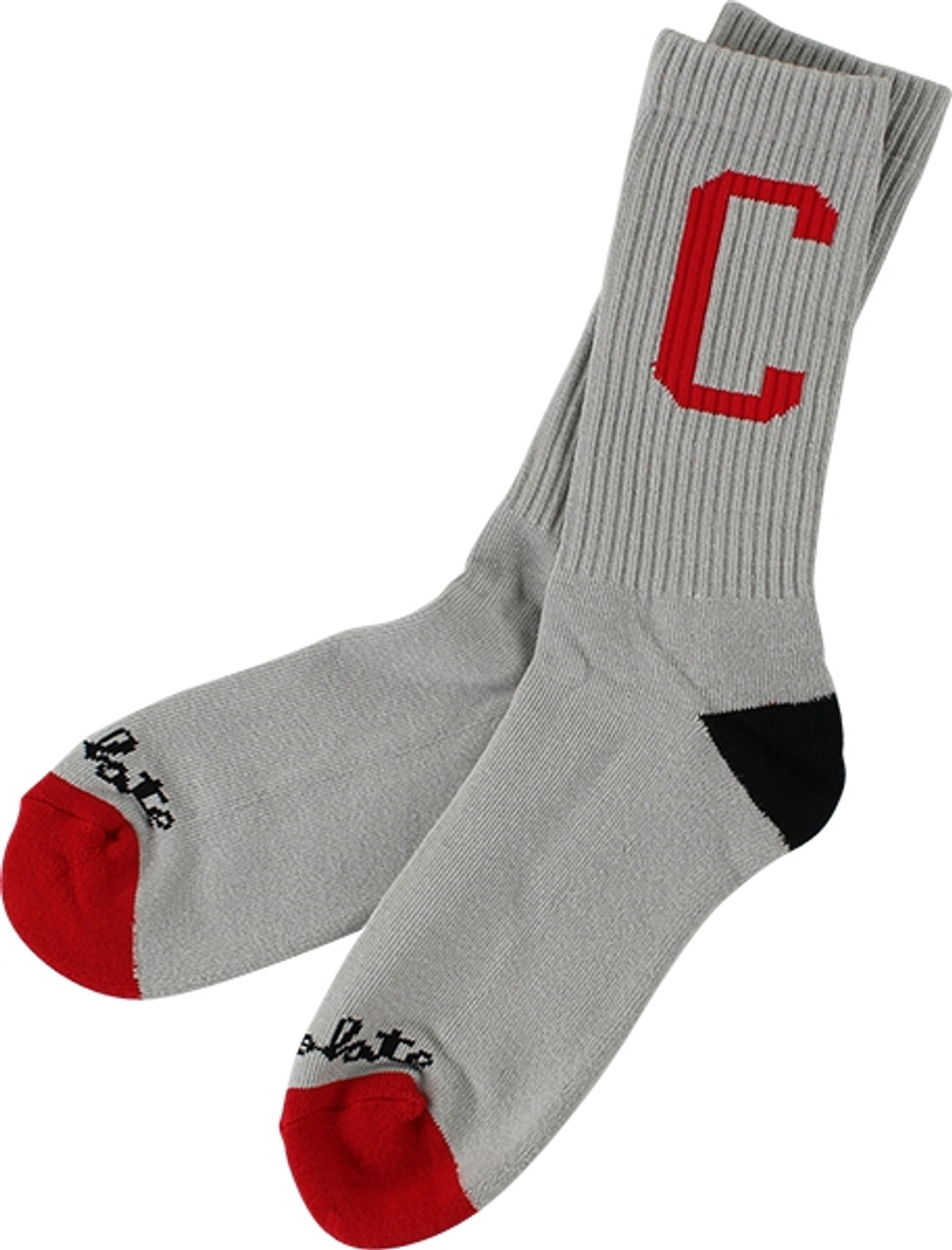 CHOCOLATE BIG C CREW SOCKS GREY/RED/BLK 1pr