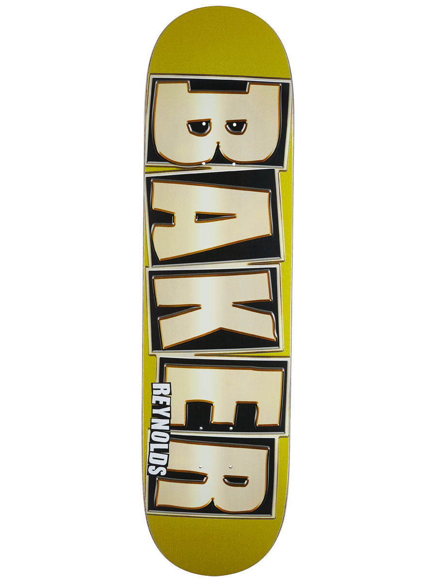 Baker Reynolds Brand Name Glitter Skateboard Deck Gold 8.1
