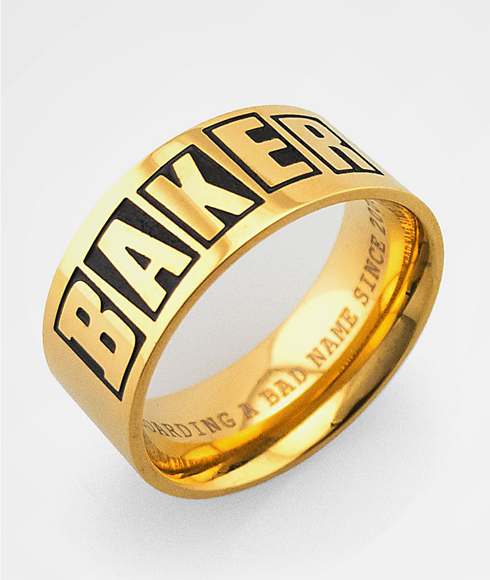 Baker Brand Logo Ring Gold Black
