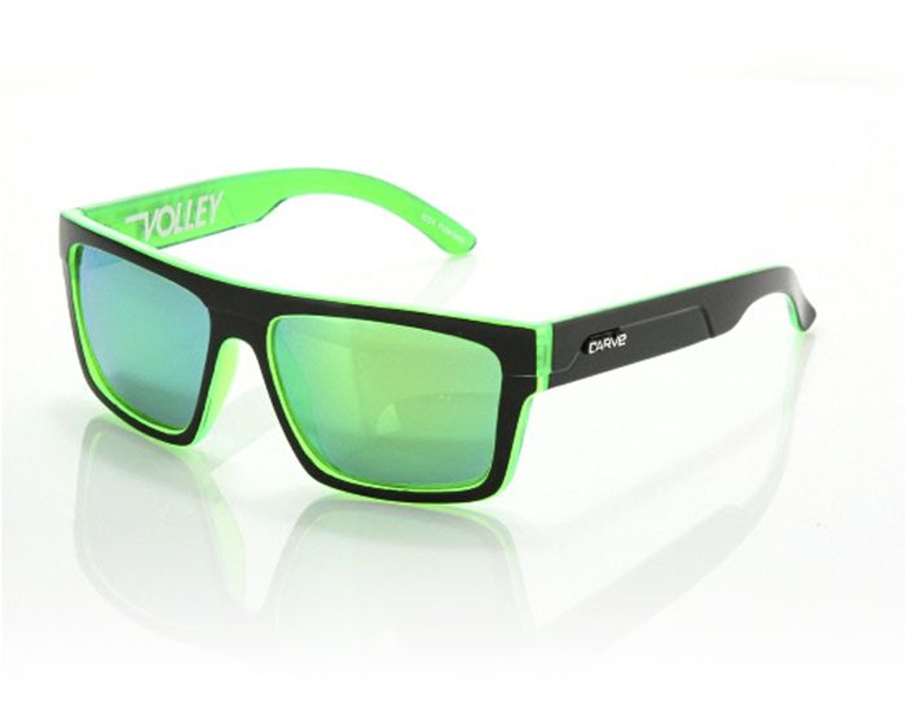 Carve Volley Sunglasses Black Green Polarized