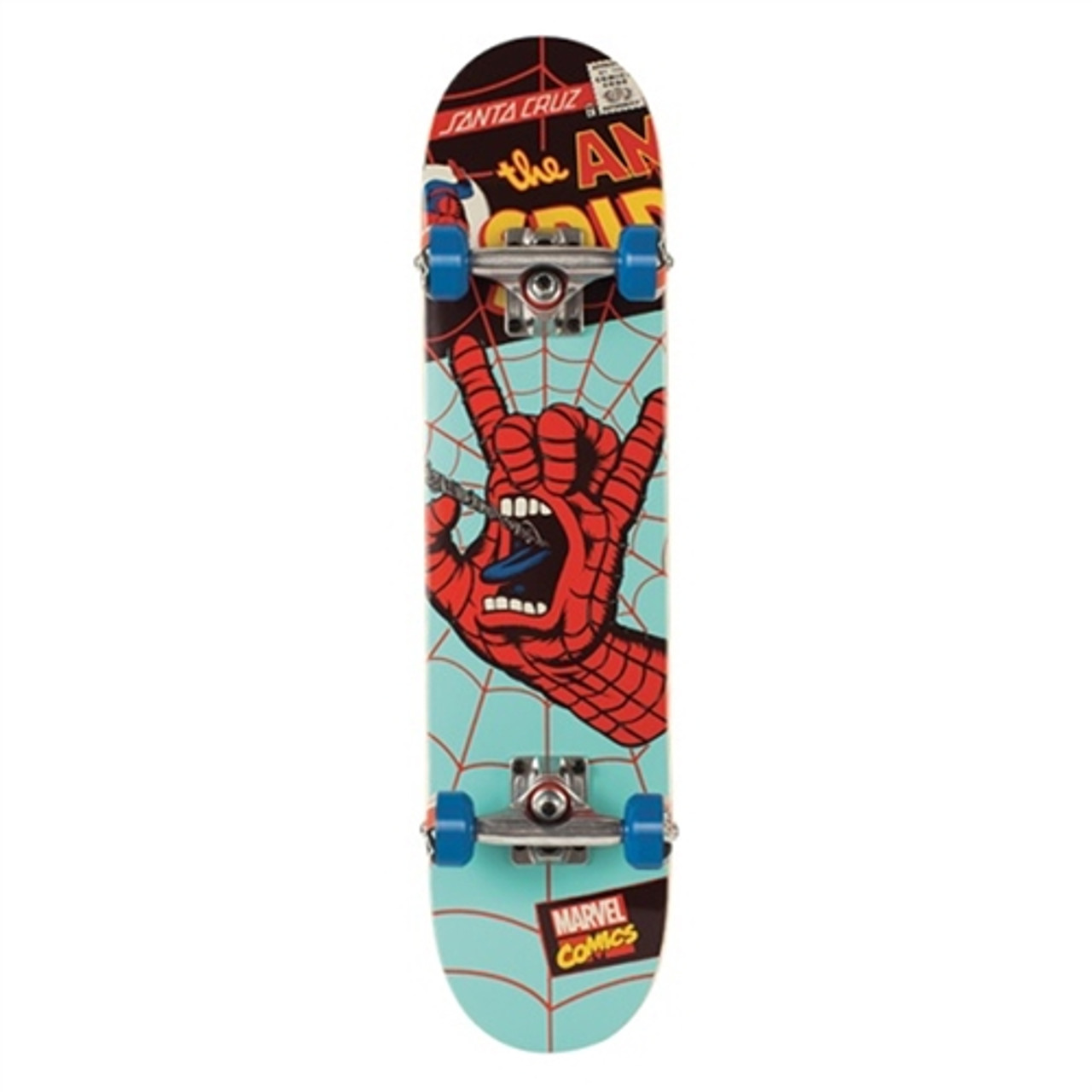 Santa Cruz Marvel Spiderman Skateboard Complete Blue 31.7X7